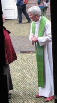 John Bell, guest minister at the Church of Scotland inside Amsterdam's Begijnhof